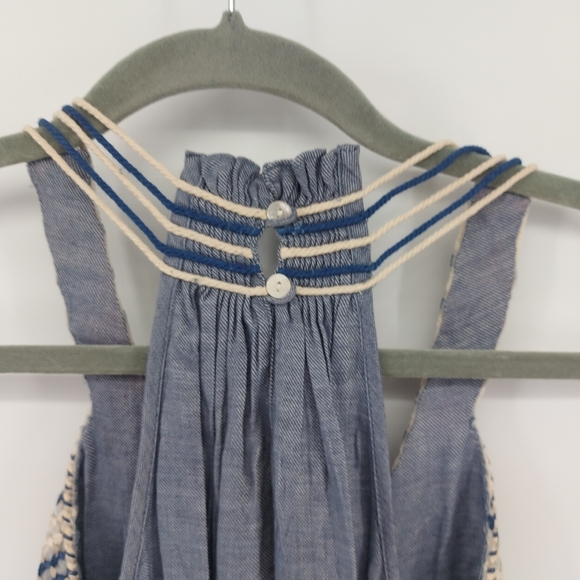 Anthropologie Ranna Gill Wilten Chambray Embroidered Halter Dress Size Small - Picture 8 of 8